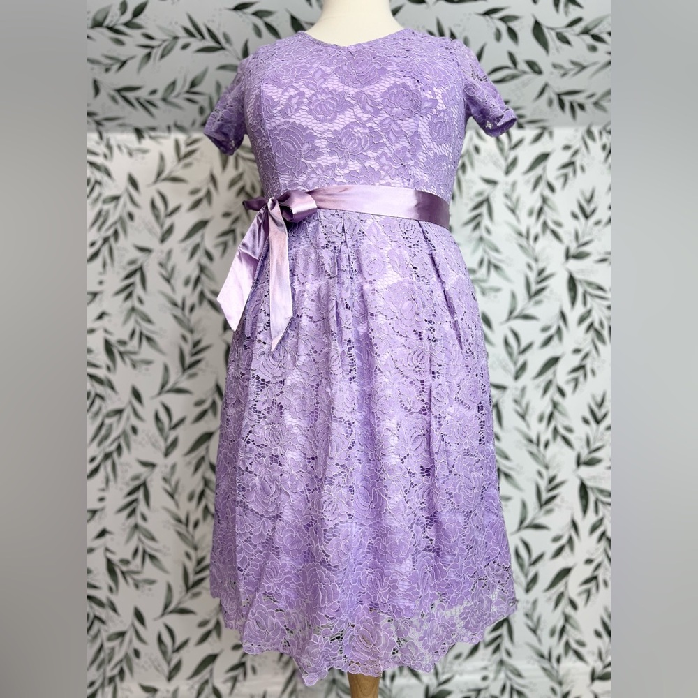 Retro Vintage Style Lace Lilac MOB Bridesmaid Wedding Classic Size L (12) New #4